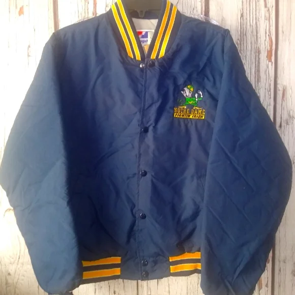 Notre Dame Fighting Irish Rare VTG Swingster 80's Navy Button Up Jacket (M) NEW - Picture 1 of 5